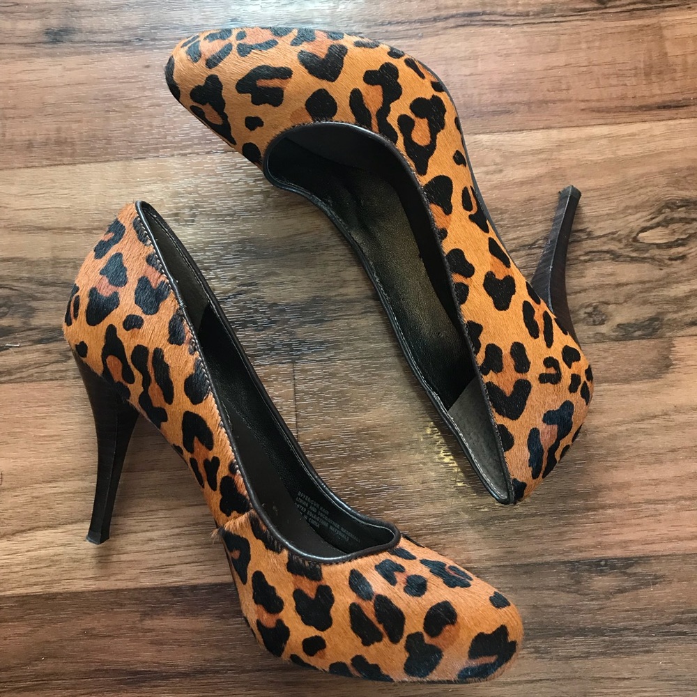 Banana Republic cheetah pumps real cow fur